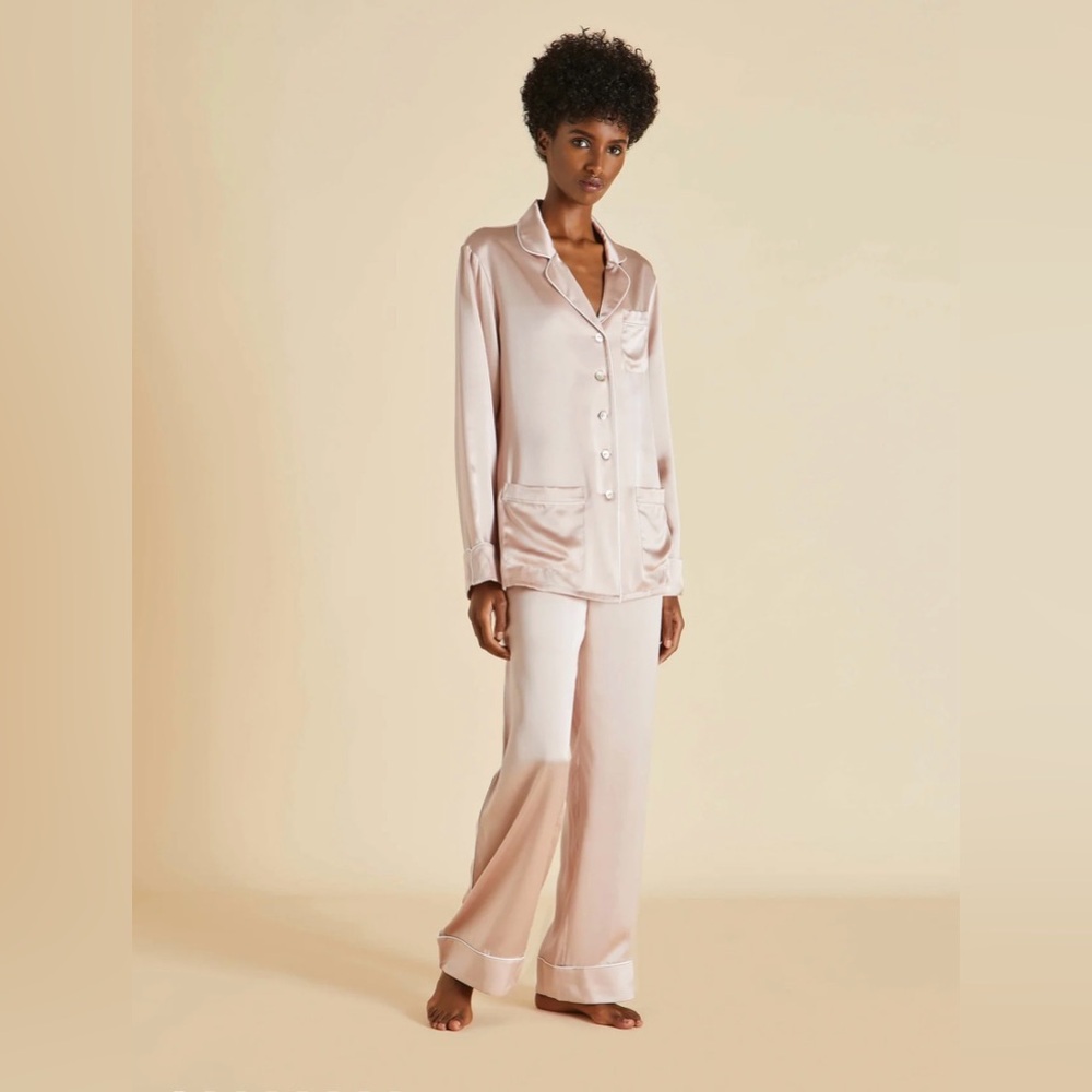 Olivia Von Halle Coco Oyster Black Pajama Set - Size 3 Medium US 8